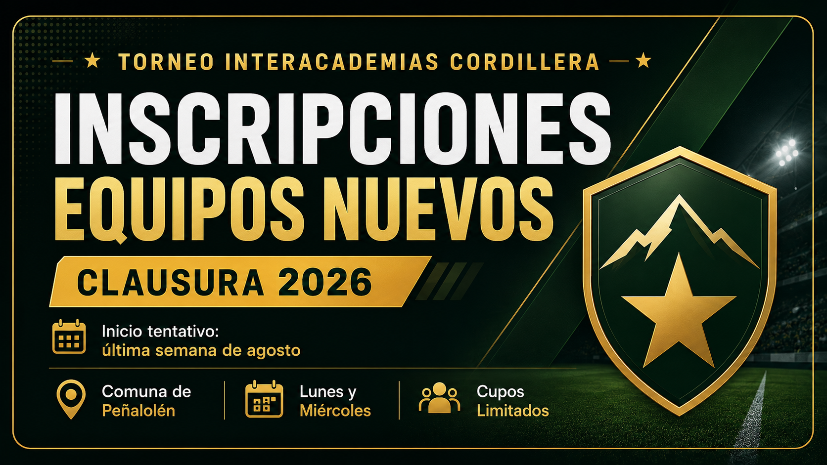 Inscripciones abiertas para equipos nuevos